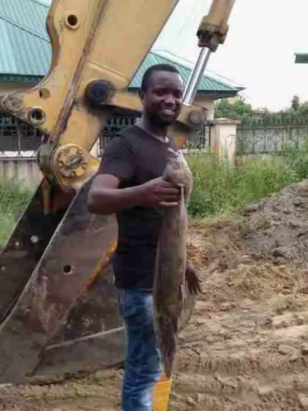 Man Finds This Type Of Fish While Excavating A Residential Area In Bayelsa (Photo)